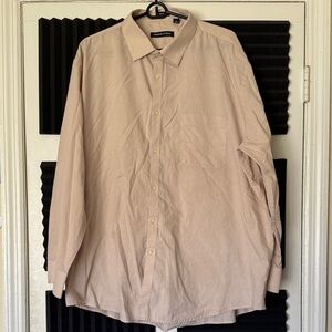 Adrienne Vittadini Cream Button-Up Shirt Slim Fit